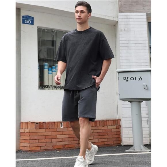 Oversized TShirt Mens Vintage Cotton Tee Soft Comfortable Casual Tops Summer Fal - Picture 3 of 7
